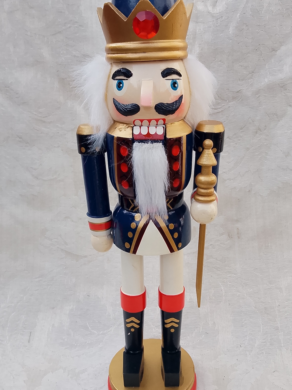 Kurt Adler Santa's World Christmas Nutcracker King 12" Navy, Gold, Red